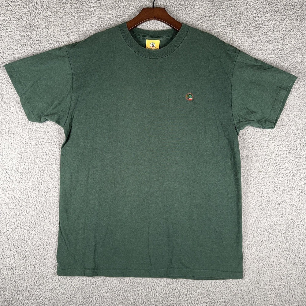 Vintage Duck Head T Shirt Mens M Green Made in USA Embroidered Logo Cotton
